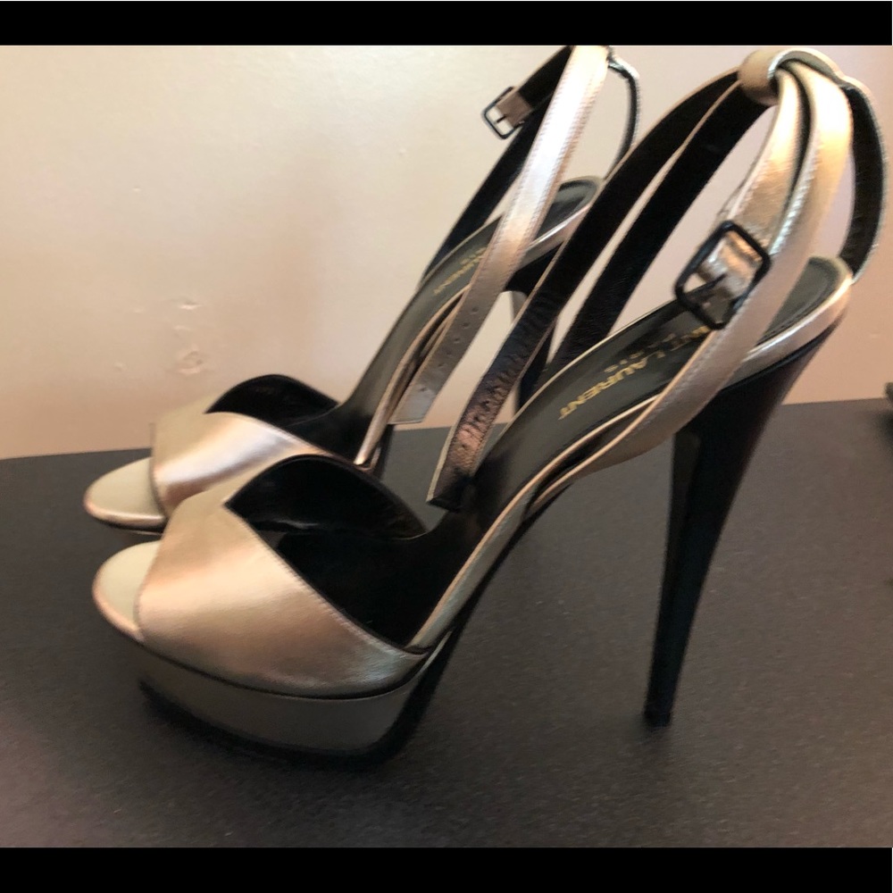 YSL silver platform sandal 100% authentic